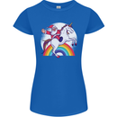 Santa Claus Riding a Unicorn Christmas Xmas Womens Petite Cut T-Shirt Royal Blue