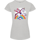 Santa Claus Riding a Unicorn Christmas Xmas Womens Petite Cut T-Shirt Sports Grey