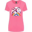 Santa Claus Riding a Unicorn Christmas Xmas Womens Wider Cut T-Shirt Azalea
