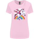 Santa Claus Riding a Unicorn Christmas Xmas Womens Wider Cut T-Shirt Light Pink