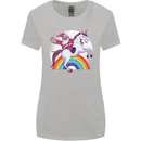 Santa Claus Riding a Unicorn Christmas Xmas Womens Wider Cut T-Shirt Sports Grey