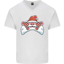 Santa Controller Video Games Gaming Joypad Xmas Mens V-Neck Cotton T-Shirt White