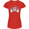 Santa Controller Video Games Gaming Joypad Xmas Womens Petite Cut T-Shirt Red