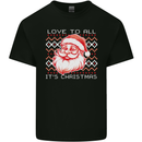 Santa Love to All Funny Christmas Xmas Mens Cotton T-Shirt Tee Top Black