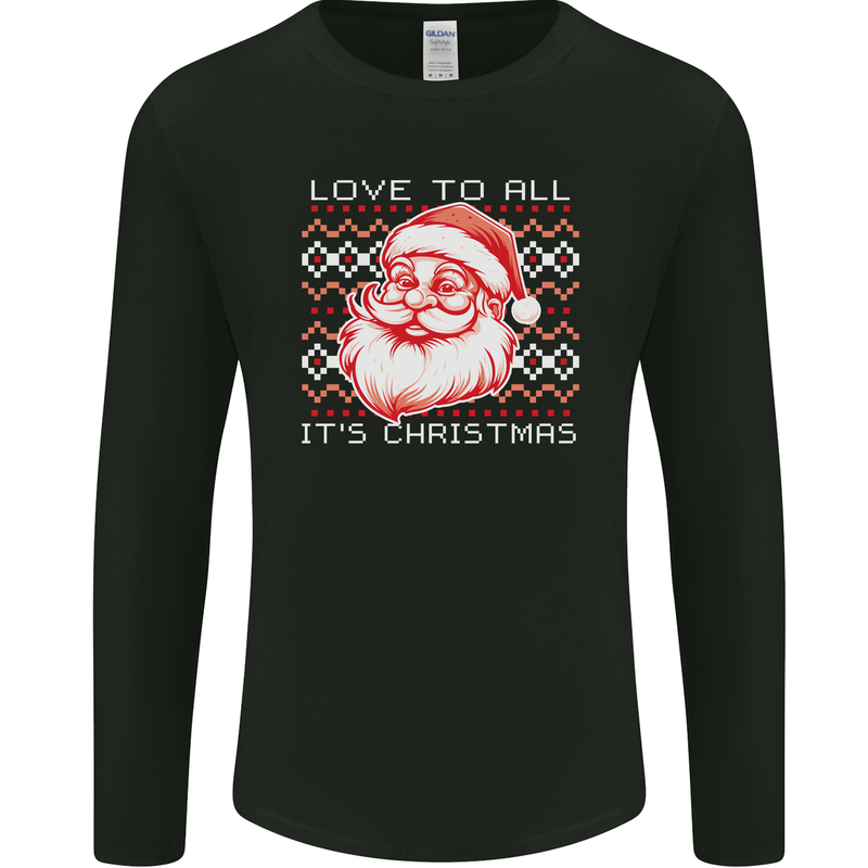 Santa Love to All Funny Christmas Xmas Mens Long Sleeve T-Shirt Black