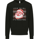 Santa Love to All Funny Christmas Xmas Mens Sweatshirt Jumper Black