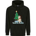 Santa Miau Funny Christmas Cat Xmas Meow Childrens Kids Hoodie Black