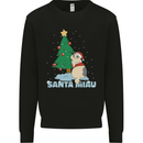 Santa Miau Funny Christmas Cat Xmas Meow Kids Sweatshirt Jumper Black