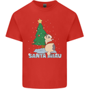 Santa Miau Funny Christmas Cat Xmas Meow Kids T-Shirt Childrens Red