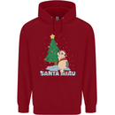 Santa Miau Funny Christmas Cat Xmas Meow Mens 80% Cotton Hoodie Red
