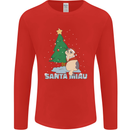Santa Miau Funny Christmas Cat Xmas Meow Mens Long Sleeve T-Shirt Red