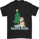 Santa Miau Funny Christmas Cat Xmas Meow Mens T-Shirt 100% Cotton Black