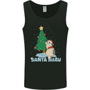 Santa Miau Funny Christmas Cat Xmas Meow Mens Vest Tank Top Black