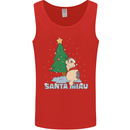 Santa Miau Funny Christmas Cat Xmas Meow Mens Vest Tank Top Red
