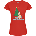 Santa Miau Funny Christmas Cat Xmas Meow Womens Petite Cut T-Shirt Red