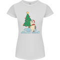 Santa Miau Funny Christmas Cat Xmas Meow Womens Petite Cut T-Shirt White