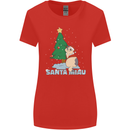 Santa Miau Funny Christmas Cat Xmas Meow Womens Wider Cut T-Shirt Red
