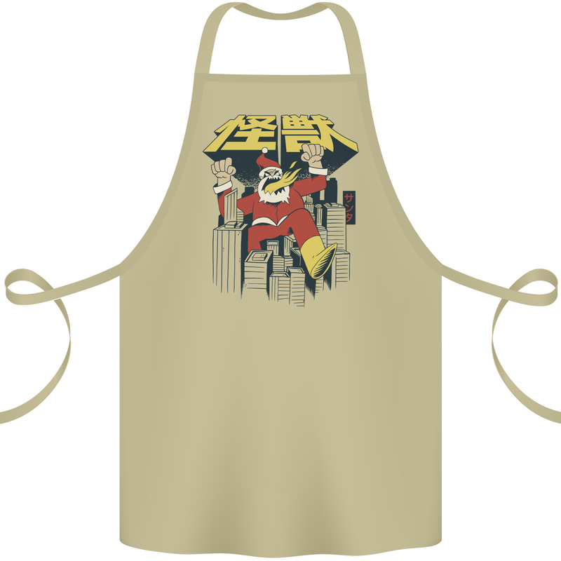 Santa Monster Japanese Christmas Xmas Cotton Apron 100% Organic Khaki
