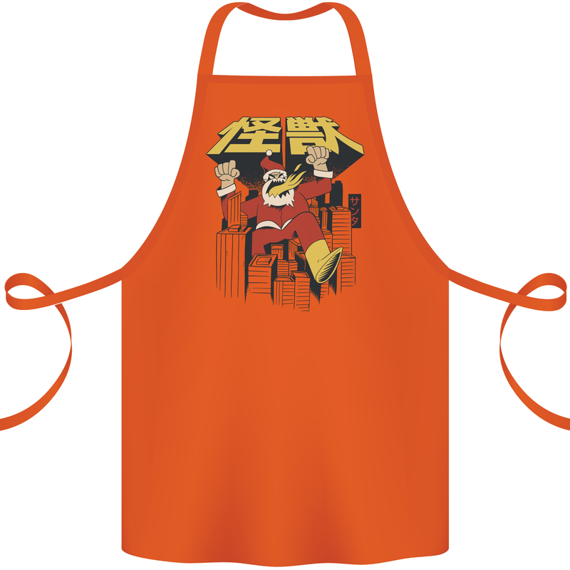 Santa Monster Japanese Christmas Xmas Cotton Apron 100% Organic Orange