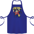 Santa Monster Japanese Christmas Xmas Cotton Apron 100% Organic Royal Blue