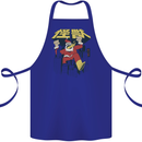 Santa Monster Japanese Christmas Xmas Cotton Apron 100% Organic Royal Blue