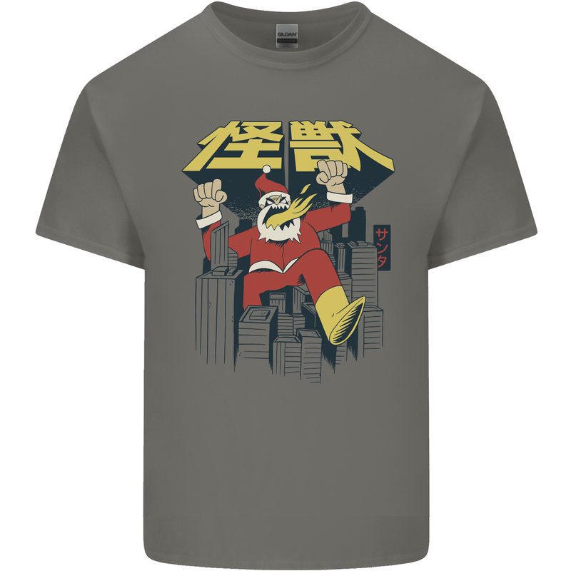 Santa Monster Japanese Christmas Xmas Kids T-Shirt Childrens Charcoal