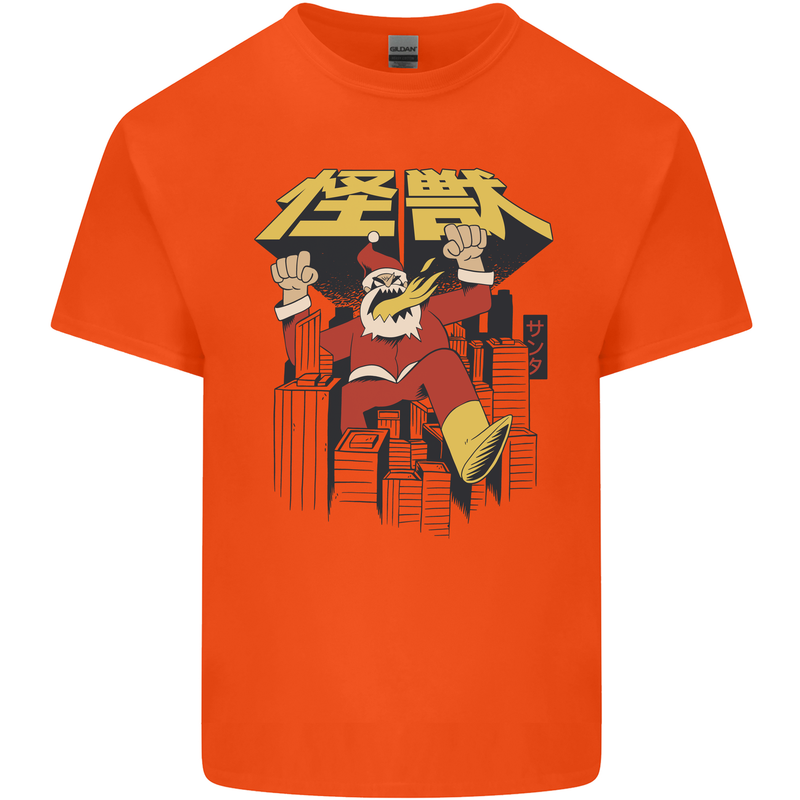 Santa Monster Japanese Christmas Xmas Kids T-Shirt Childrens Orange
