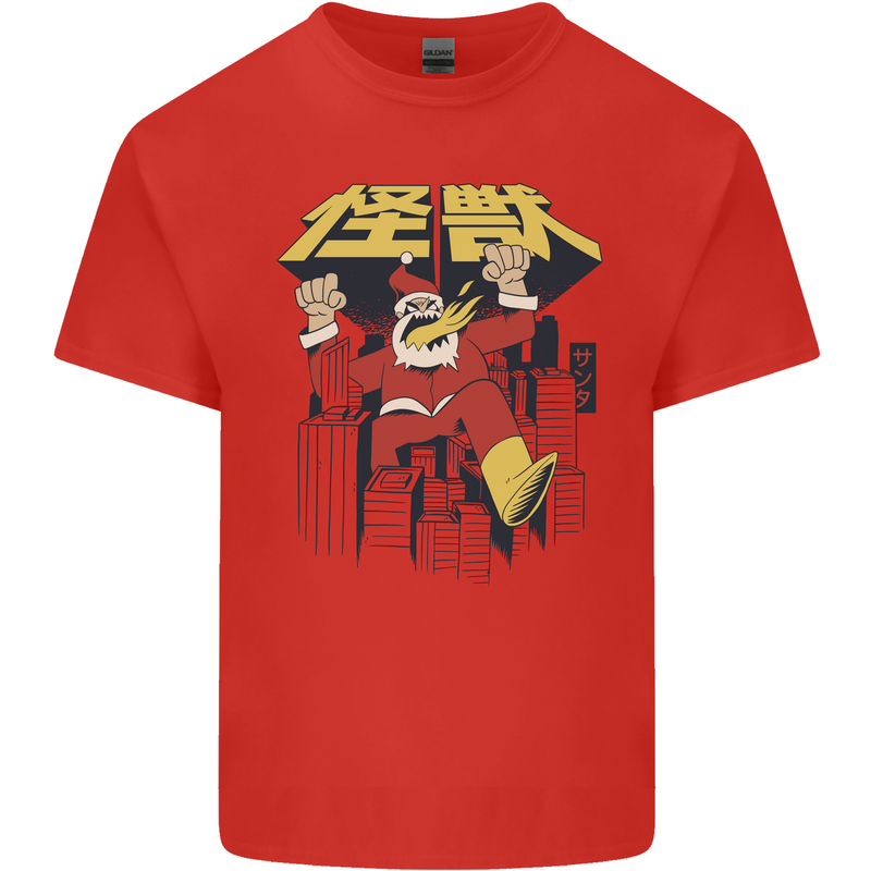 Santa Monster Japanese Christmas Xmas Kids T-Shirt Childrens Red