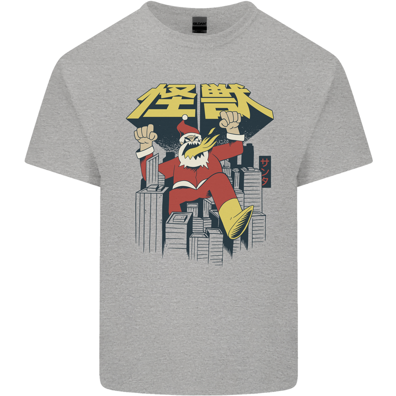 Santa Monster Japanese Christmas Xmas Kids T-Shirt Childrens Sports Grey
