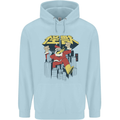 Santa Monster Japanese Christmas Xmas Mens 80% Cotton Hoodie Light Blue