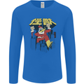 Santa Monster Japanese Christmas Xmas Mens Long Sleeve T-Shirt Royal Blue