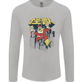 Santa Monster Japanese Christmas Xmas Mens Long Sleeve T-Shirt Sports Grey