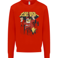 Santa Monster Japanese Christmas Xmas Mens Sweatshirt Jumper Bright Red