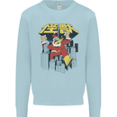 Santa Monster Japanese Christmas Xmas Mens Sweatshirt Jumper Light Blue
