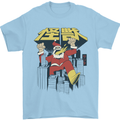 Santa Monster Japanese Christmas Xmas Mens T-Shirt 100% Cotton Light Blue