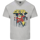 Santa Monster Japanese Christmas Xmas Mens V-Neck Cotton T-Shirt Sports Grey