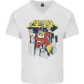 Santa Monster Japanese Christmas Xmas Mens V-Neck Cotton T-Shirt White