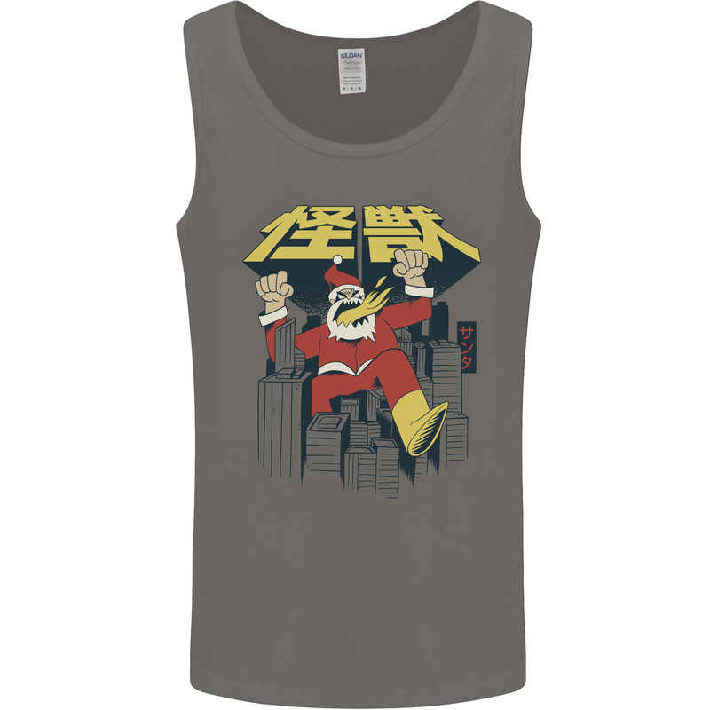 Santa Monster Japanese Christmas Xmas Mens Vest Tank Top Charcoal