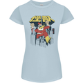 Santa Monster Japanese Christmas Xmas Womens Petite Cut T-Shirt Light Blue