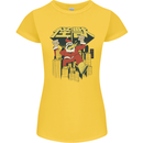 Santa Monster Japanese Christmas Xmas Womens Petite Cut T-Shirt Yellow