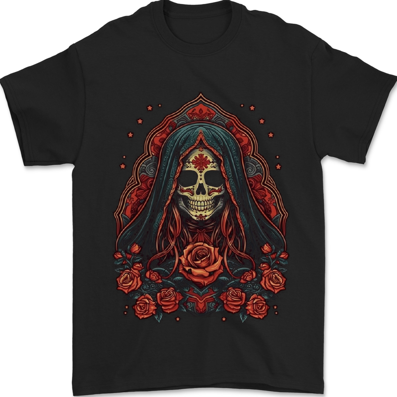 Santa Muerte Cult Female Deity Saint of Death Mens T-Shirt 100% Cotton Black