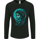 Santa Muerte Day of the Dead Skull Fantasy Mens Long Sleeve T-Shirt Black