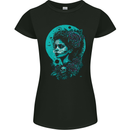 Santa Muerte Day of the Dead Skull Fantasy Womens Petite Cut T-Shirt Black