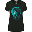 Santa Muerte Day of the Dead Skull Fantasy Womens Wider Cut T-Shirt Black