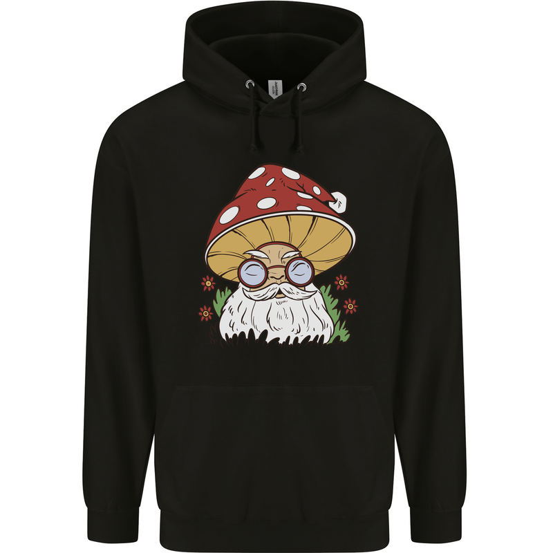 Santa Mushroom Christmas Mycology Foraging Xmas Childrens Kids Hoodie Black
