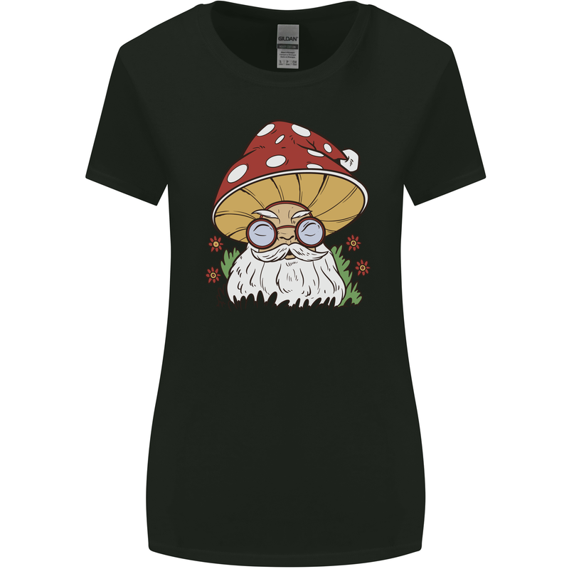 Santa Mushroom Christmas Mycology Foraging Xmas Womens Wider Cut T-Shirt Black