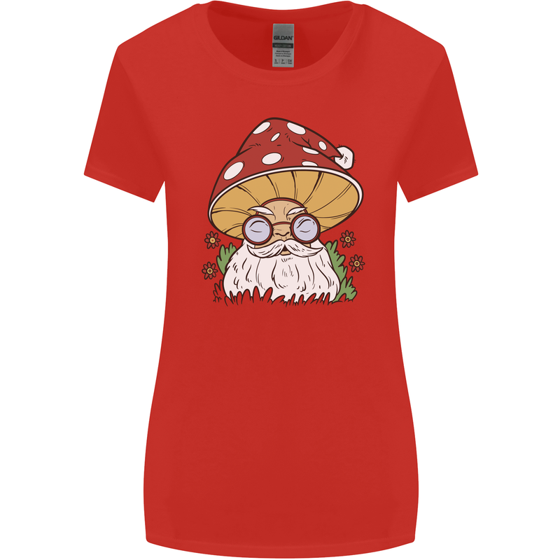 Santa Mushroom Christmas Mycology Foraging Xmas Womens Wider Cut T-Shirt Red