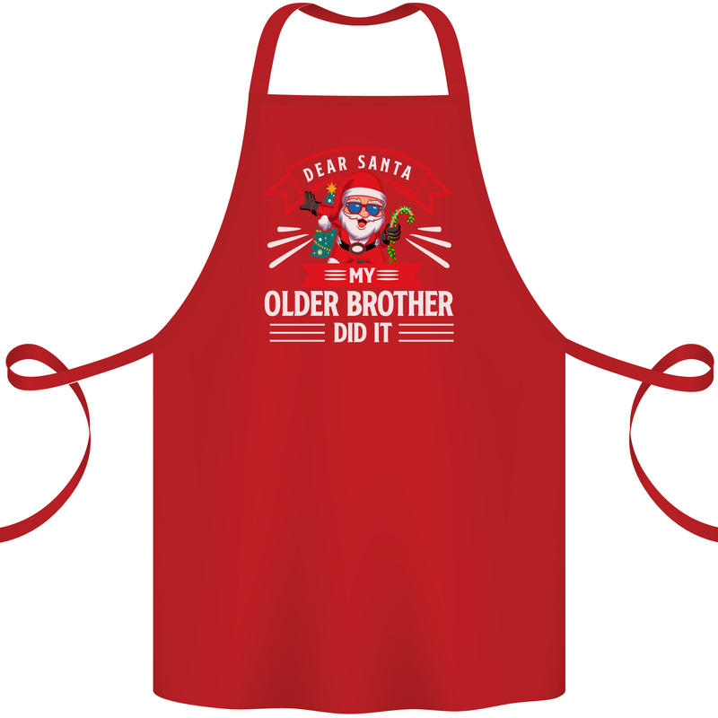 Santa My Older Brother Funny Christmas Xmas Cotton Apron 100% Organic Red