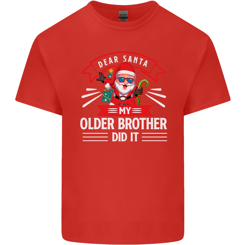 Santa My Older Brother Funny Christmas Xmas Mens Cotton T-Shirt Tee Top Red