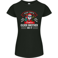 Santa My Older Brother Funny Christmas Xmas Womens Petite Cut T-Shirt Black